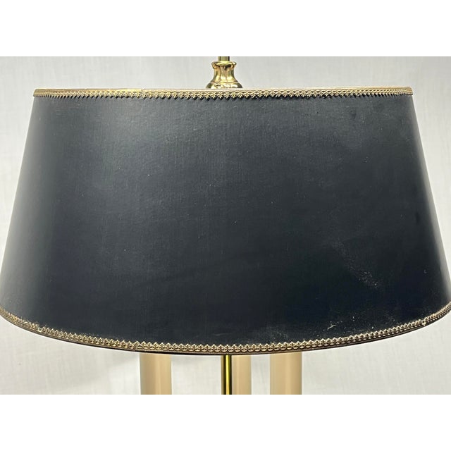 Mid 20th Century Stiffel Brass 3-Light Bouillotte Table Lamp With Black Tôle Shade For Sale - Image 10 of 12