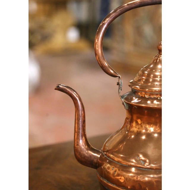 Late 19th Century 19th Century French Hand-Hammered Copper Tea Kettle With Swing Handle For Sale - Image 5 of 12