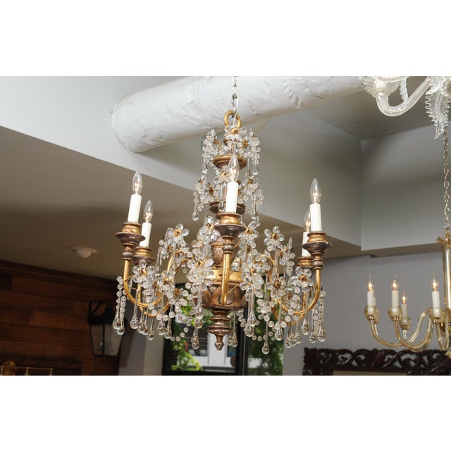 1930s Genovese Two-Tone Giltwood & Crystal Chandelier, Italy For Sale - Image 13 of 17