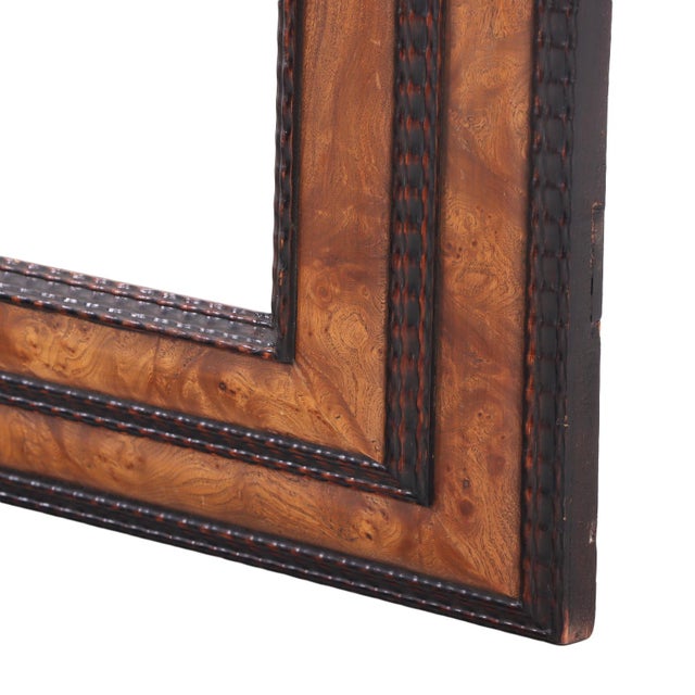 1920s French Figured Elm Mirror With Dutch Ripple Carved Frame, C. 1920 For Sale - Image 5 of 6