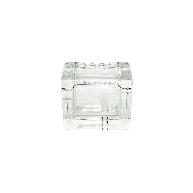 Vintage Mid Century Modern Rectangular Crystal Ashtray For Sale In Salt Lake City - Image 6 of 8