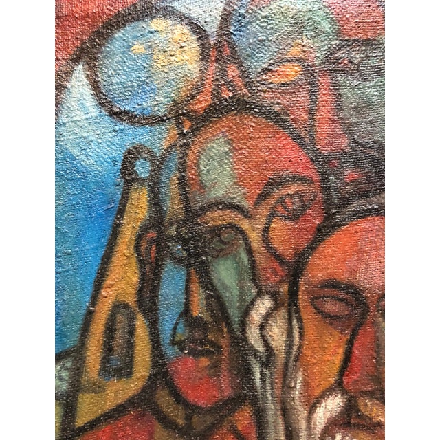 1940s Modernist Judaica Oil Painting Blessing the New Moon, Jewish Prayer, c.1940 For Sale - Image 5 of 6