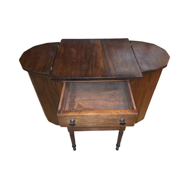 Wood Antique Mahogany Bow-Front Sideboard Server With Drawers & Curved Storage For Sale - Image 7 of 11