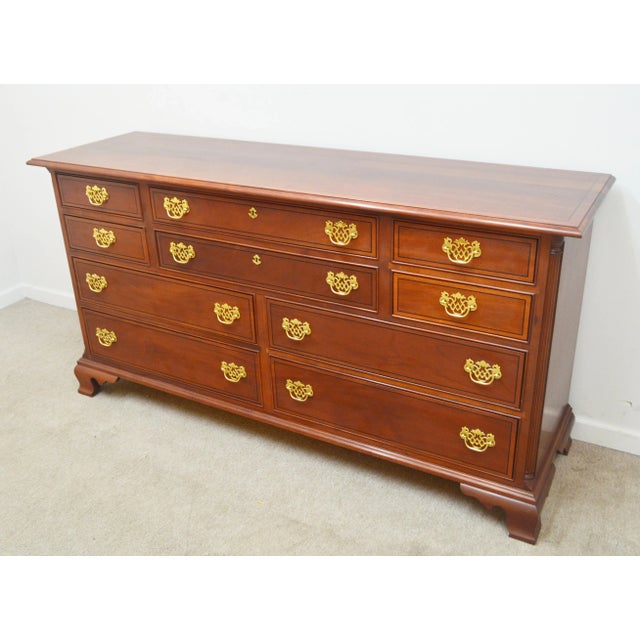 Mahogany Dresser by Stickley. Store item @368. It features ten dovetailed drawers, brass hardware and secret compartment.