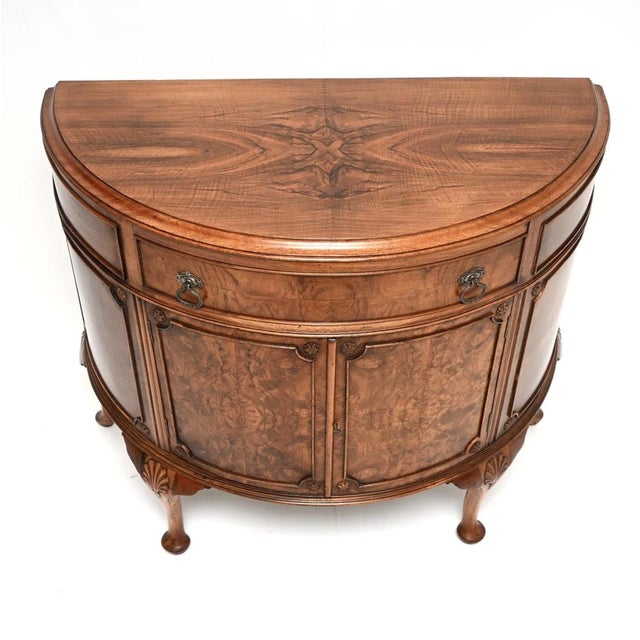 Wood Antique Queen Anne Burr Walnut Cabinet, 1900s For Sale - Image 7 of 10