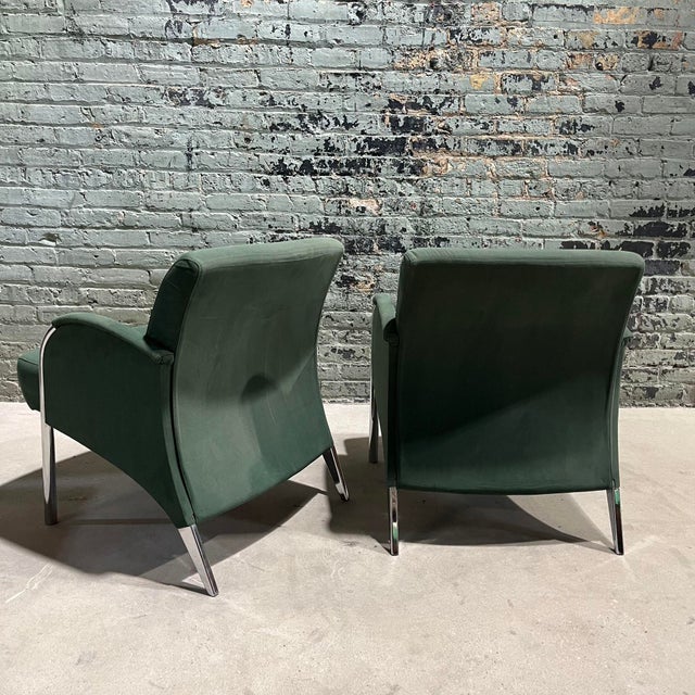Deco Revival Chrome Frame Lounge Chairs, 1980 For Sale In Chicago - Image 6 of 9