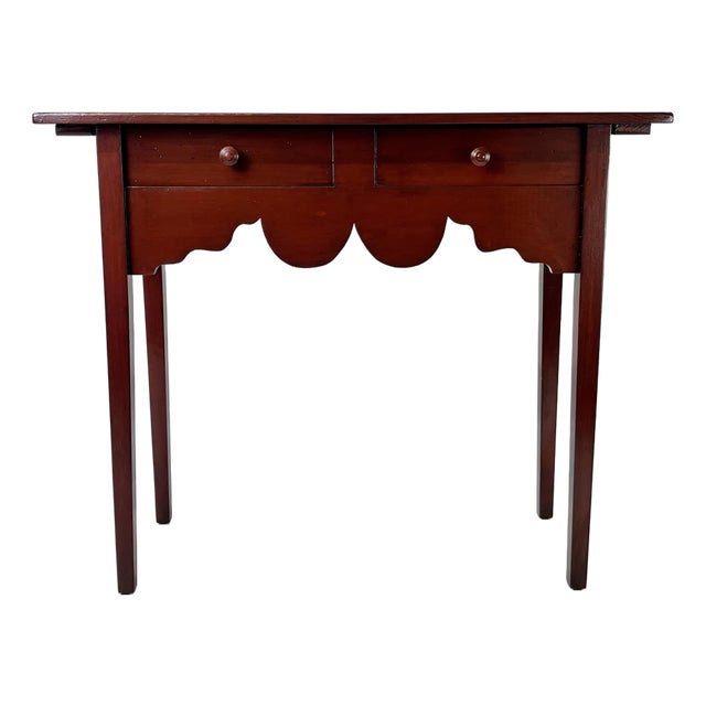 Vintage Eddy West Solid Pine Scalloped Apron Tavern Table or Huntboard For Sale