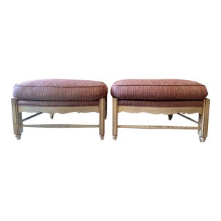 Late 20th Century Hollywood Regency French Provincial Louis XVI Pillow Top Ottomans- a Pair For Sale
