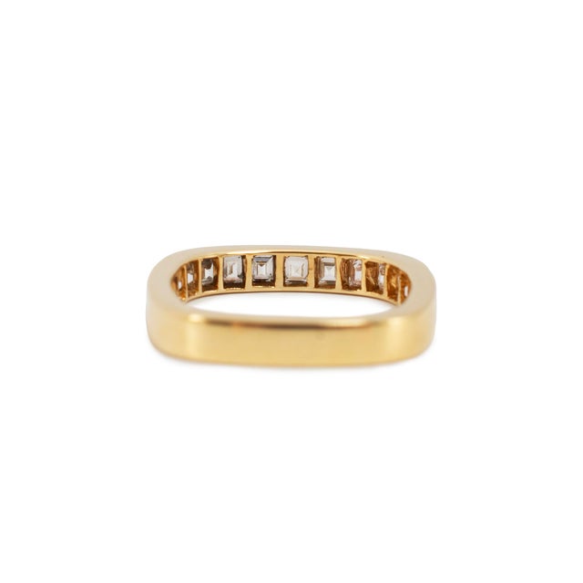 Late 20th Century Vintage Swiss 18k Yellow Gold 1.12ct Square Cut Baguettes Diamonds Band Ring, Size 5 For Sale - Image 5 of 9