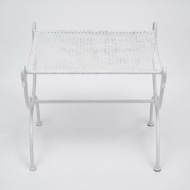 White Metal Curule Stool in the Manner of Mategot For Sale In Austin - Image 6 of 9