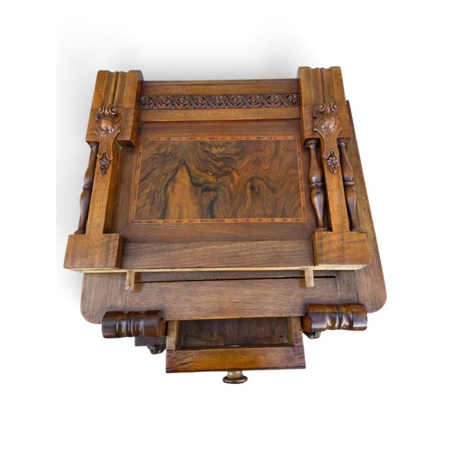 Pair of 1930 Walnut Nightstand American Art Deco Bedside Cabinet Refurbished For Sale - Image 4 of 18