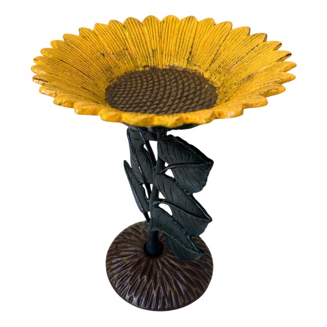 Cast Iron Sunflower Ornamental Garden Bird Bath For Sale