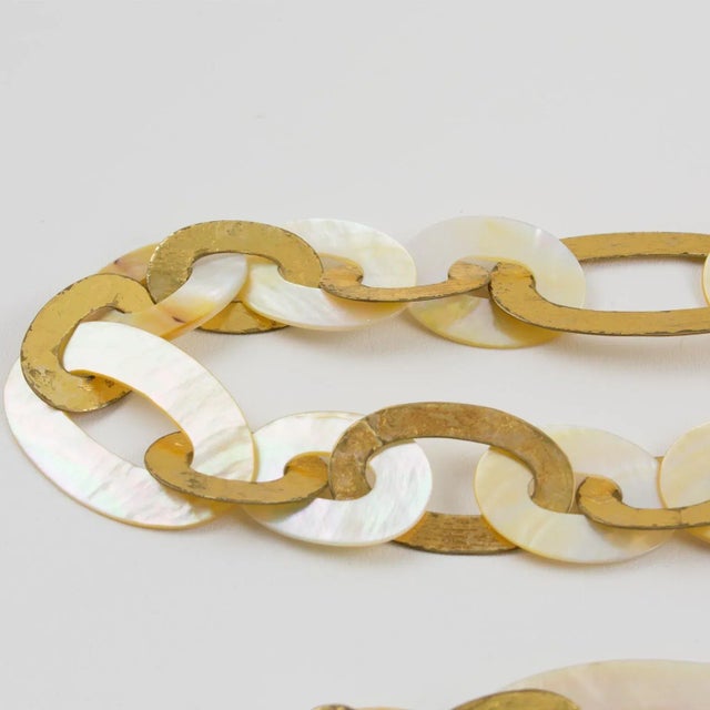 Monies Long Chain Necklace Gilt Metal and Seashell For Sale - Image 4 of 12
