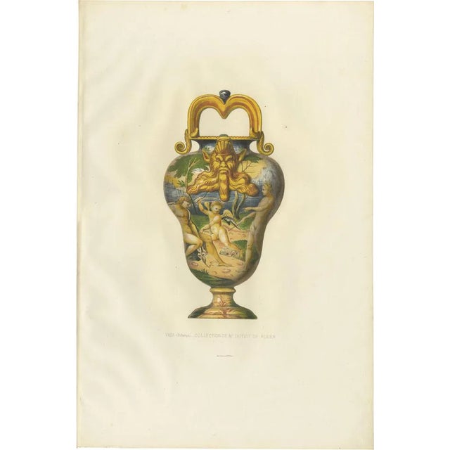 Antique Print of a Vase of Mr. Dutuit by Delange, 1869 For Sale