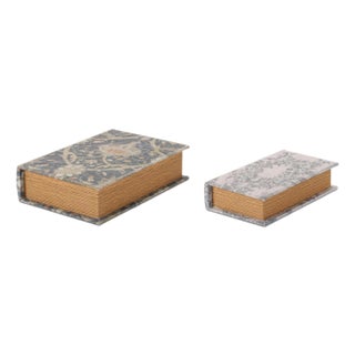 Patterned Decorative Book Box (Set of 2) For Sale