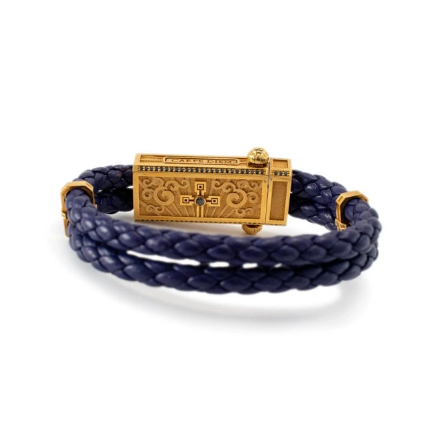 Metal Sword Limited Blue Carpe Diem 18k Yellow Gold Titanium Heart Diamond Bracelet For Sale - Image 7 of 10