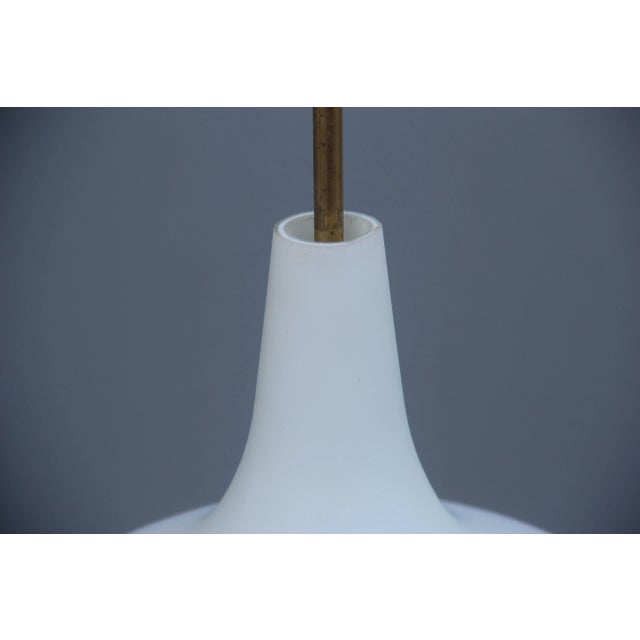 Mid-Century Italian Glass & Brass Pendants from Stilnovo, 1950s, Set of 2 For Sale - Image 6 of 11