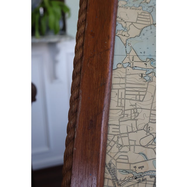 Vintage SeaCraft Solid Mahogany Stamford Harbor Nautical Chart Tray For Sale - Image 13 of 18