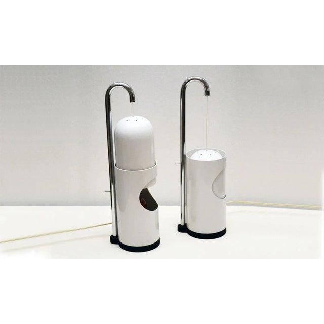 Enameled & Chromed Metal Table Lamps with Sliding Shades, 1970s, Set of 2 For Sale - Image 12 of 12