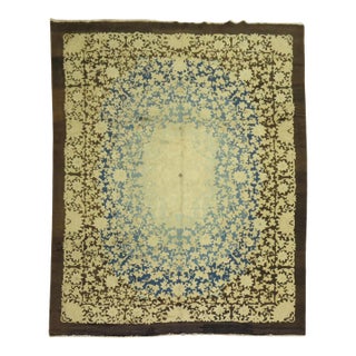 Zabihi Collection Floral Antique Chinee Rug - 8'11" x 11'5" For Sale