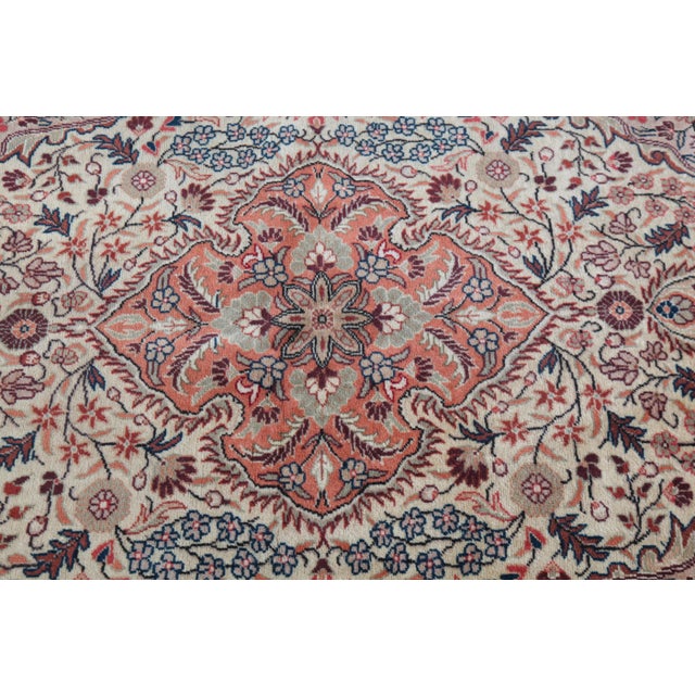 Vintage Turkish Hand Knotted Area Rug With Central Floral Medallion -4' X 6' For Sale - Image 9 of 10