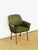 Charming vintage Scandinavian armchair in green fabric, with brown vinyl armrests and tapered wooden legs. Armchair dating...