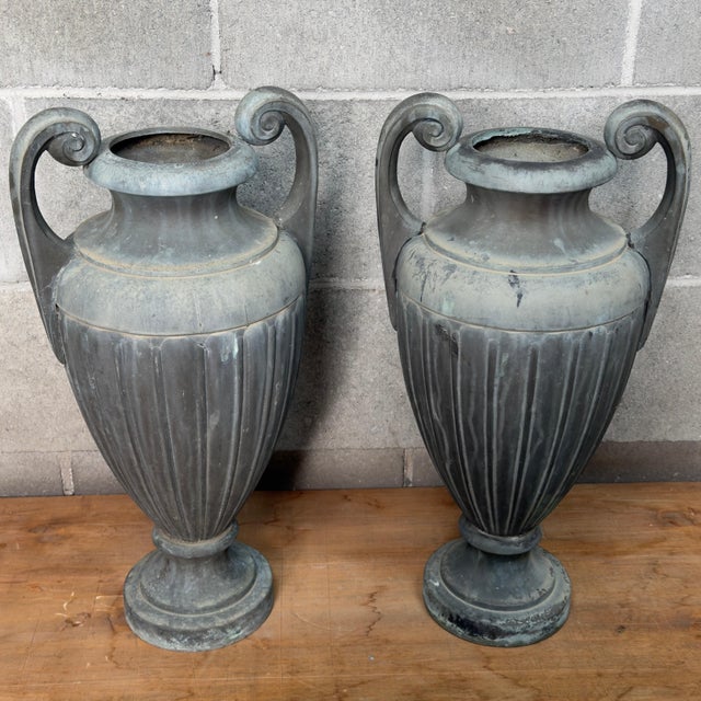 Large Patinated Bronze Vases, 1960s, Set of 2 For Sale - Image 11 of 11