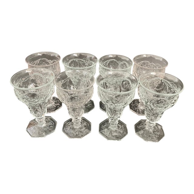 McKee Depression Glass Rock Crystal Clear 7.5 Oz Low Water Goblets - Set of 8 For Sale
