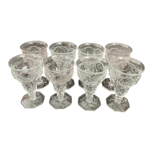 McKee Depression Glass Rock Crystal Clear 7.5 Oz Low Water Goblets - Set of 8