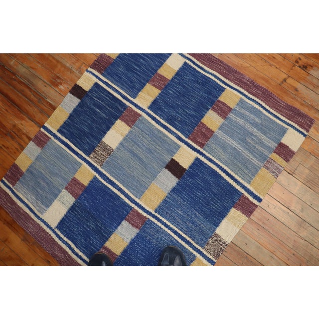 Mid 20th Century Vintage Scandinavian Kilim - 3' x 3'7" For Sale - Image 5 of 9