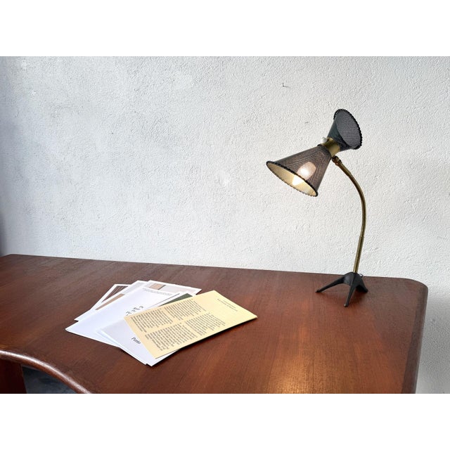 Diabolo Desk Lamp in Perforated Sheet Metal and Brass by Matégot, 1950s For Sale - Image 14 of 16