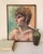 1970's Oil on Masonite Male Portrait by Artist Rosamond Colomé. An expressive piece with a lively palette of greens and...