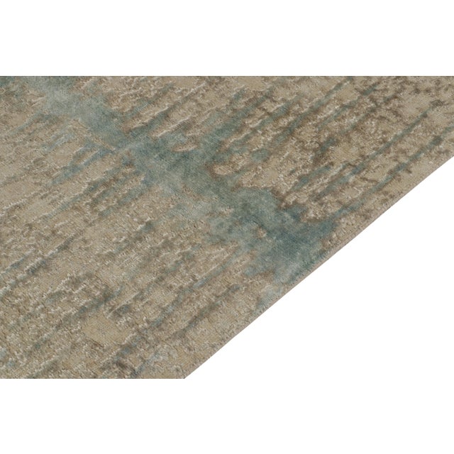 2010s Hand-Knotted Abstract Rug in Blue, Beige-Brown Pattern by Rug & Kilim For Sale - Image 5 of 8