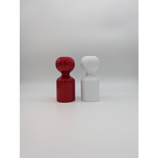 White Ceramic Candleholder Vases by Liisi Beckmann for Ceramiche Gabbianelli, Italy, 1960s, Set of 2 For Sale - Image 8 of 15