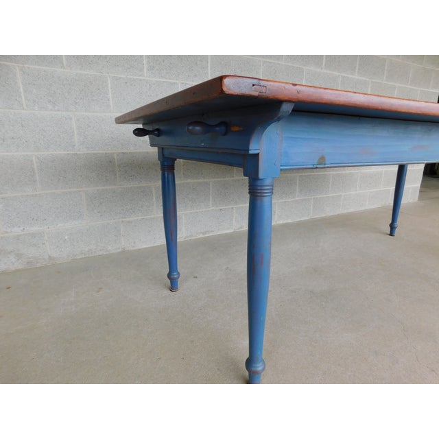 Vintage Shaker Style Custom Handmade Robins Egg Blue Base Dining Table