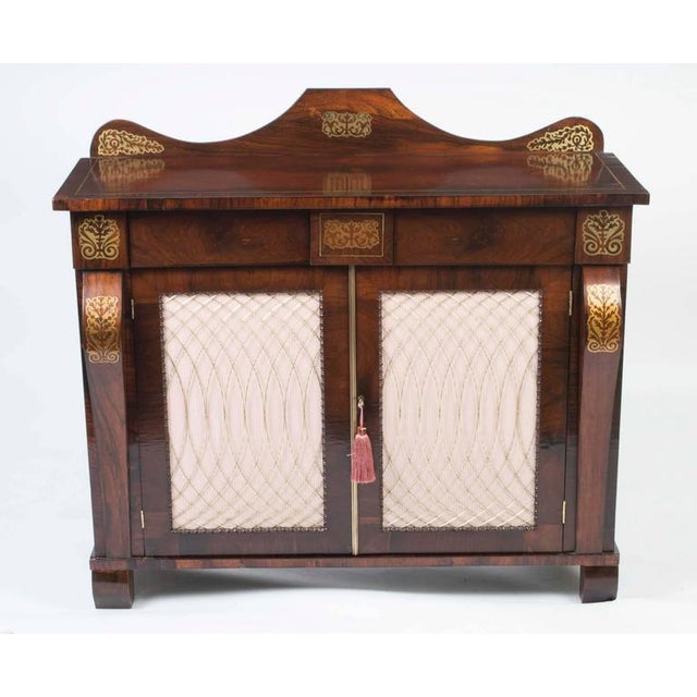 Metal 19th Century Regency Brass Inlaid Chiffonier Cabinet For Sale - Image 7 of 10