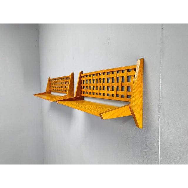 Mid-Century Modern Folding Wall Shelves from Uluv, Czechoslovakia, 1960s, Set of 2 For Sale - Image 4 of 11