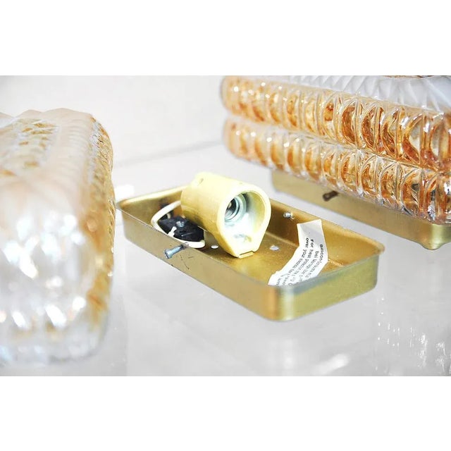 Metal Modern Ice Glass Wall Sconces, 1970s, Set of 2 For Sale - Image 7 of 9