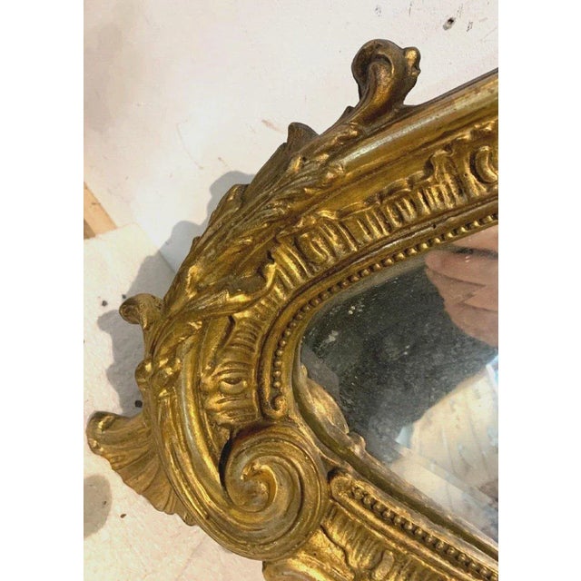 Wood Louis XV Style Rocaille Mirror in Wood and Gilded Stucco For Sale - Image 7 of 13