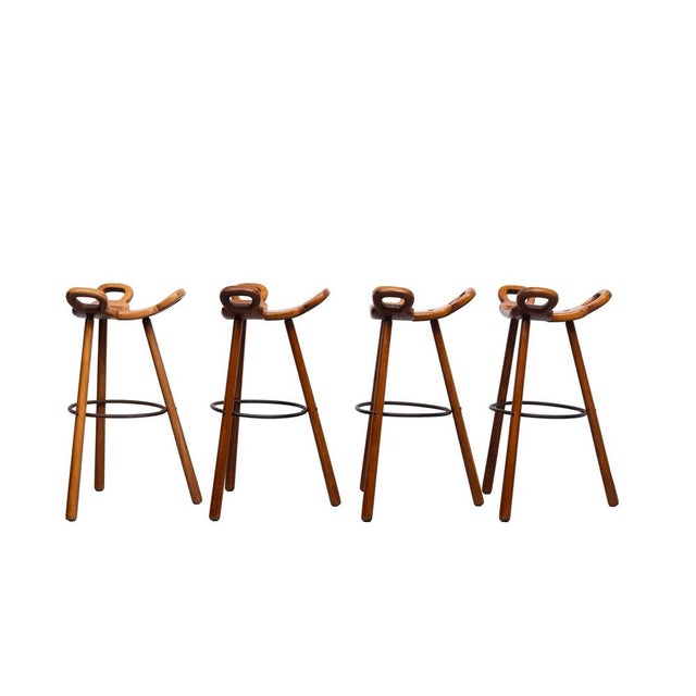 1970s Marbella Bar Stools by Sergio Rodrigues for Confonorm, Spain, 1970s, Set of 4 For Sale - Image 5 of 12