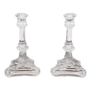 Tiffany & Co. Clear Crystal Candlesticks With Dragon Motif, Pair