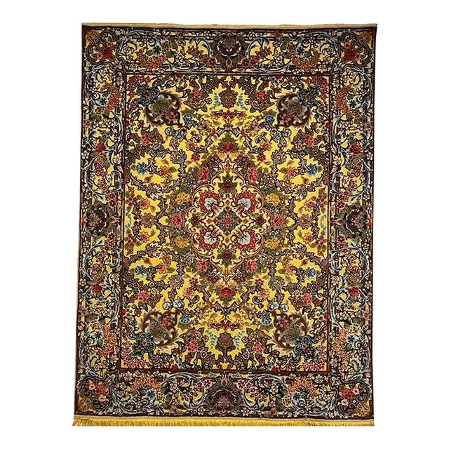 1980s Old Persian Tabriz Area Rug 5’0″ X 7’0″ For Sale