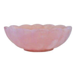 Large Rose Quartz Lotus Bowl 11" For Sale