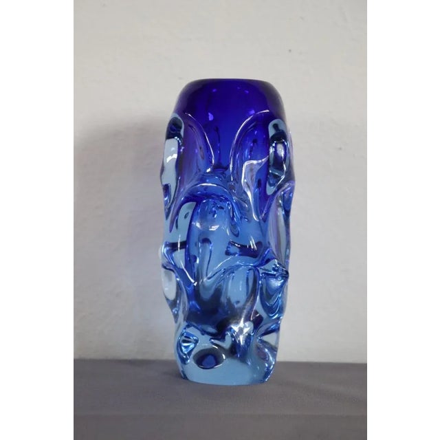 Art Glass Blue Vase in Blown Glass attributed to Börne Augustsson, 1940s For Sale - Image 10 of 13