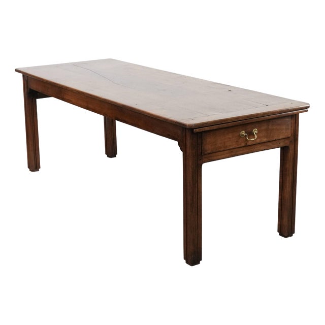 French Farmhouse Dining Table with Two Drawers For Sale