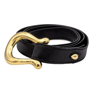 Mid 20th Century Tiffany & Co. Elsa Peretti Vintage Equestrian Horseshoe 18k Y Gold Buckle Belt For Sale