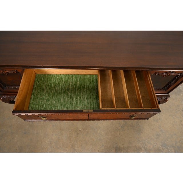 Wood Berkey & Gay Style Chippendale Carved Mahogany Sideboard or Bar Cabinet, Circa 1920s For Sale - Image 7 of 18