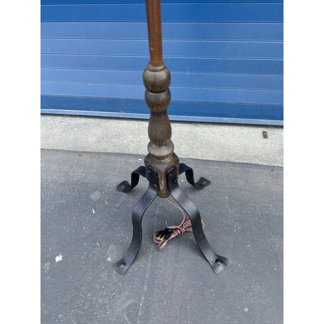 Monterey Furniture 1930s Original Monterey Old Wood and Copper Floor Lamp For Sale - Image 4 of 6