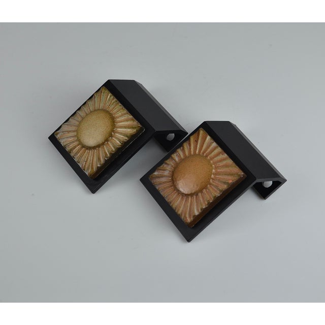 Mid-Century Modern Mid-Century Ceramic and Black Metal Door Handles, 1950s, Set of 2 For Sale - Image 3 of 16