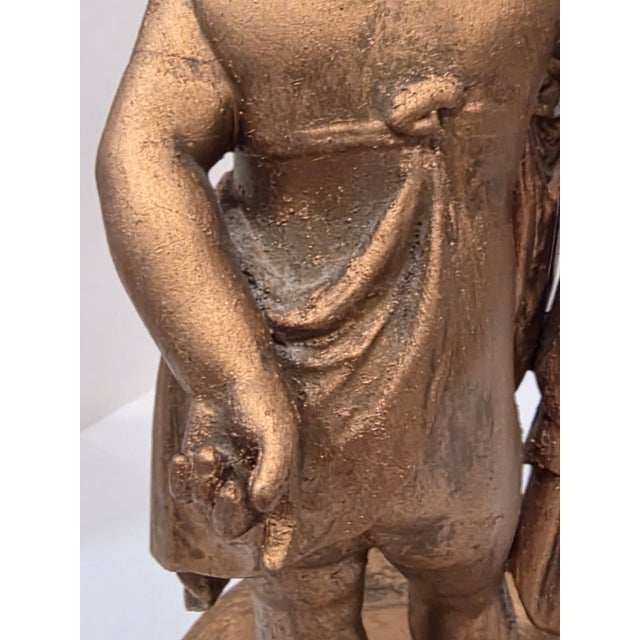 Antique Giltmetal Statue of a Little Girl Wearing a Heart Pendant Necklace For Sale - Image 10 of 15